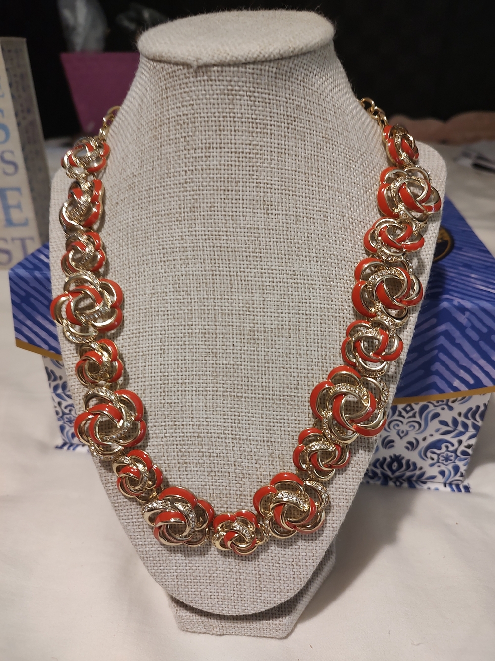 Gold and Coral Statement Necklace - Women Jewelry
